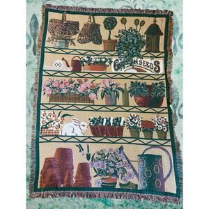 Goodwin Weavers Cottage Throw Garden Farmhouse USA Tapestry Blanket 64x47